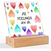 Mental Health Gifts, School Counselor Gifts, Counseling Office Must Haves Decor, Positive Affirmations Acrylic Sign With Wooden Stand, Inspirational Gift for Counseling Therapy Office Students