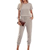Ekouaer Jumpsuits for Women Dressy Summer Romper Ribbed Knit Casual Travel Outfits 2026 Vacation Beach Clothes