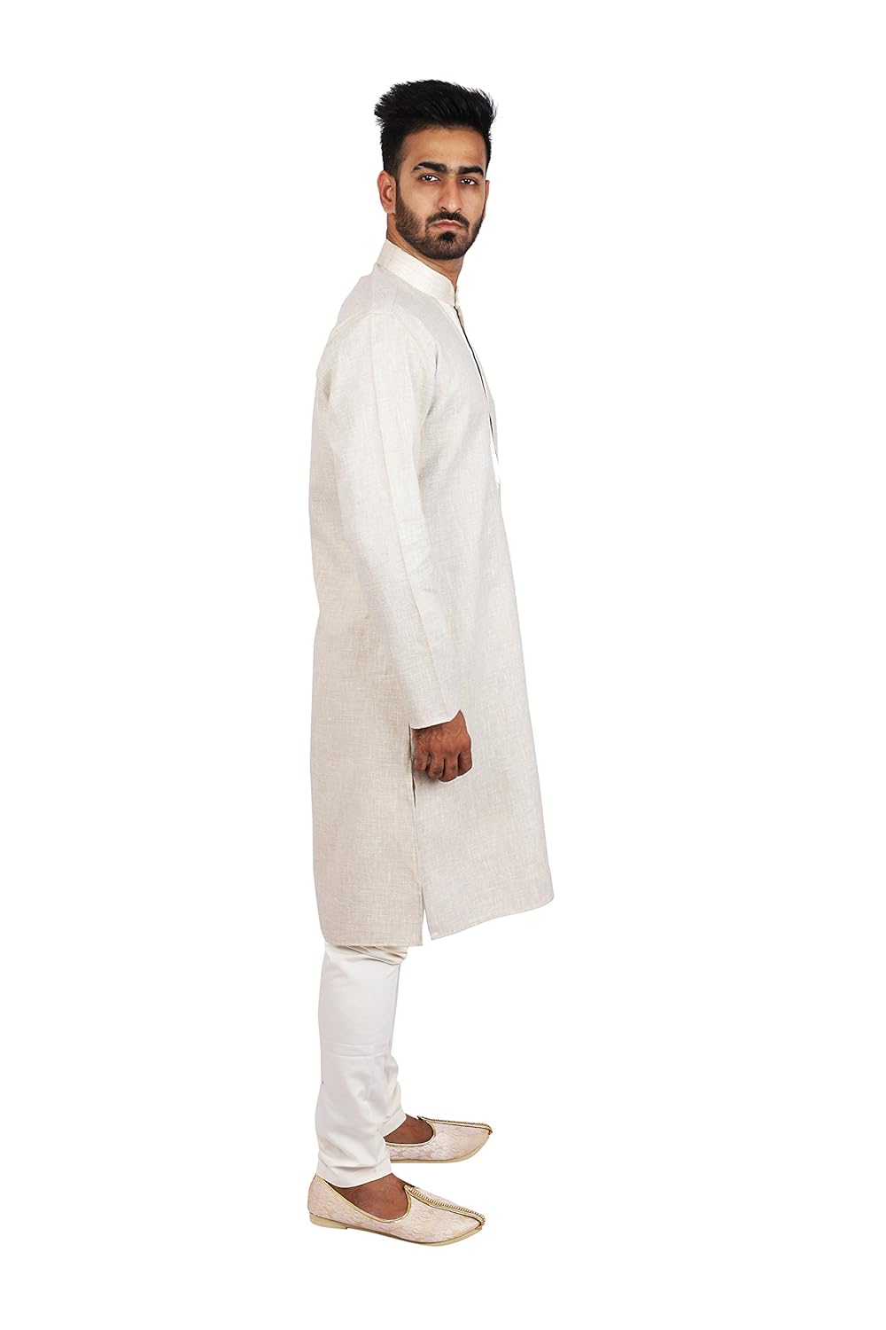 thaath men's ethnic beige kurta pyjama set