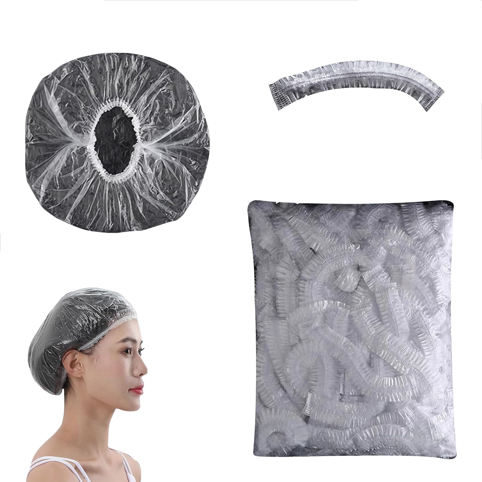 Aczyqws Universal disposable shower cap Strip plastic waterproof anti-fouling elastic mouth hotel bath multi-purpose head cover PE shower cap