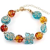 PLwelth Butterfly Beaded Bracelets for Women Vintage Carving Star Moon Flower Bracelets Adjustable Beaded Bracelet Handmade Crystal Healing Bracelet Friendship Jewelry Birthday Christmas Gifts