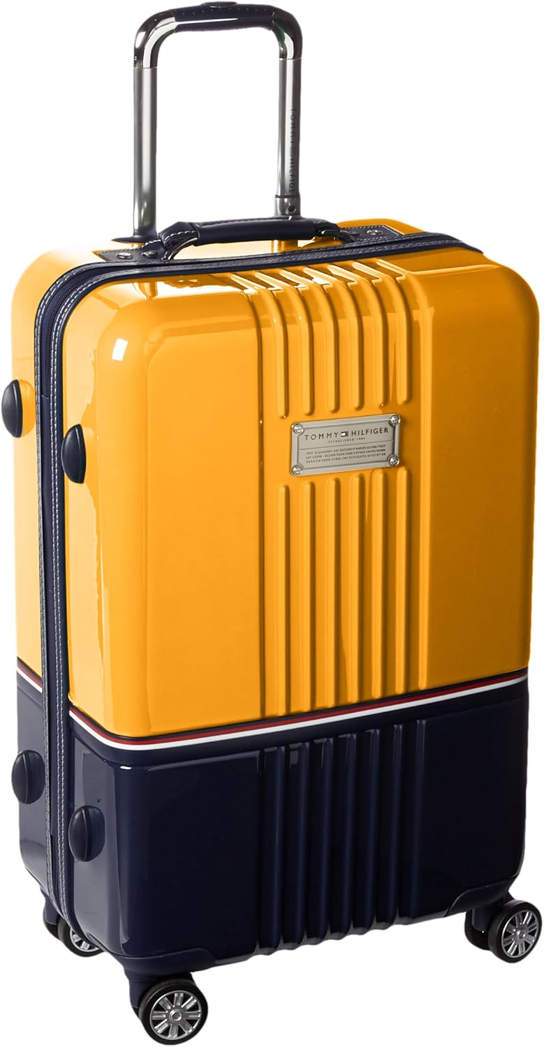 Tommy Hilfiger Duo Chrome 24Inch Spinner Luggage, Yellow/Navy, One