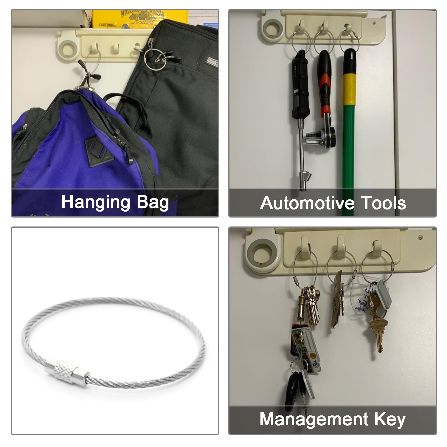 25 Pack Wire Key Ring Large Cable Key Chain Rings 6