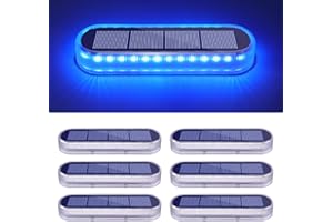 Honalia Blue Solar Dock Deck Driveway Lights Solar Powered 6 Pack Warning Concrete Step Lights for Driveway Deck Stairs Dock Marine Runway