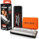 Hohner Harmonica Special 20 Key C Progressive Series 560PBXC 10 Holes, Bundle with Hard Case, Juliet Music Polishing Cloth
