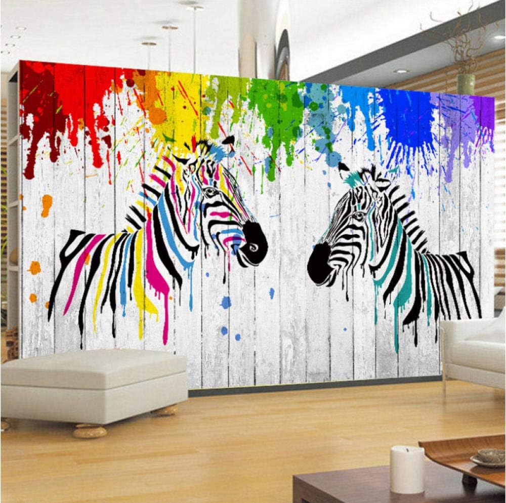 Wallpaper Mural 3D Zebra Mural Art Stickers Giant 3D Non-Woven Premium Art PrintPosters Design Modern for Bedrooms Living Room Wall Decoration,400x280 cm(W x H)