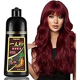 Red Hair Dye Shampoo, Instant Hair Color Shampoo, Covers Gray in Minutes, Burgundy Hair Dye, Champu Para Pintar el Cabello, Champu Para Canas, Easy to Use 16.90 Fl Oz