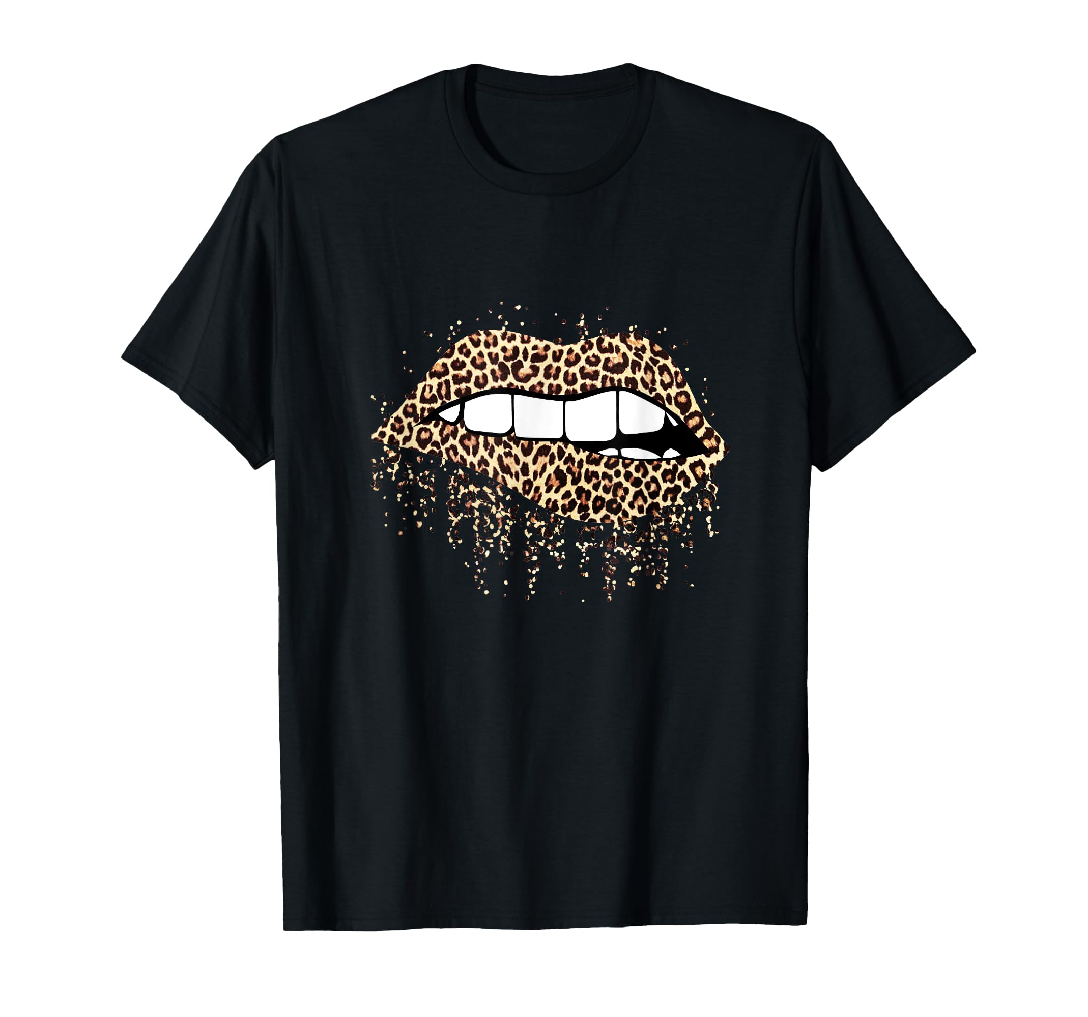 Cool Lips Bite Kiss Me Leopard Print Cheetah- Valentines T-Shirt