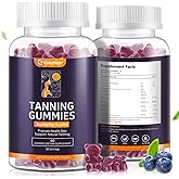Tanning Gummies - Self Tan Bronzing Supplement that Work Without Sun - No Sugar Vegan with Astaxanthin Lycopene Beta Carotene and Vitamins-60 Count