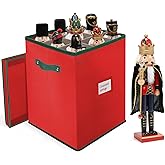 Christmas Nutcracker and Figurine Storage Box, Keeps 9 16" Tall Holiday Nutcrackers, Figurines, and More -Xmas Decor Collectible Organizer with Adjustable Dividers, 600D Oxford Fabric Tear-Proof