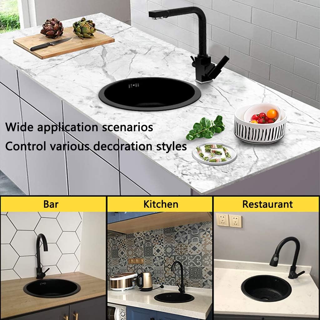 Bath Fixtures Black Round Sink Kitchen Renovation Pool Round Single Sink Small Sink Bathroom Round washbasin Washing Vegetables and dishwashing Pool Household Sink Double Bow - Image 4