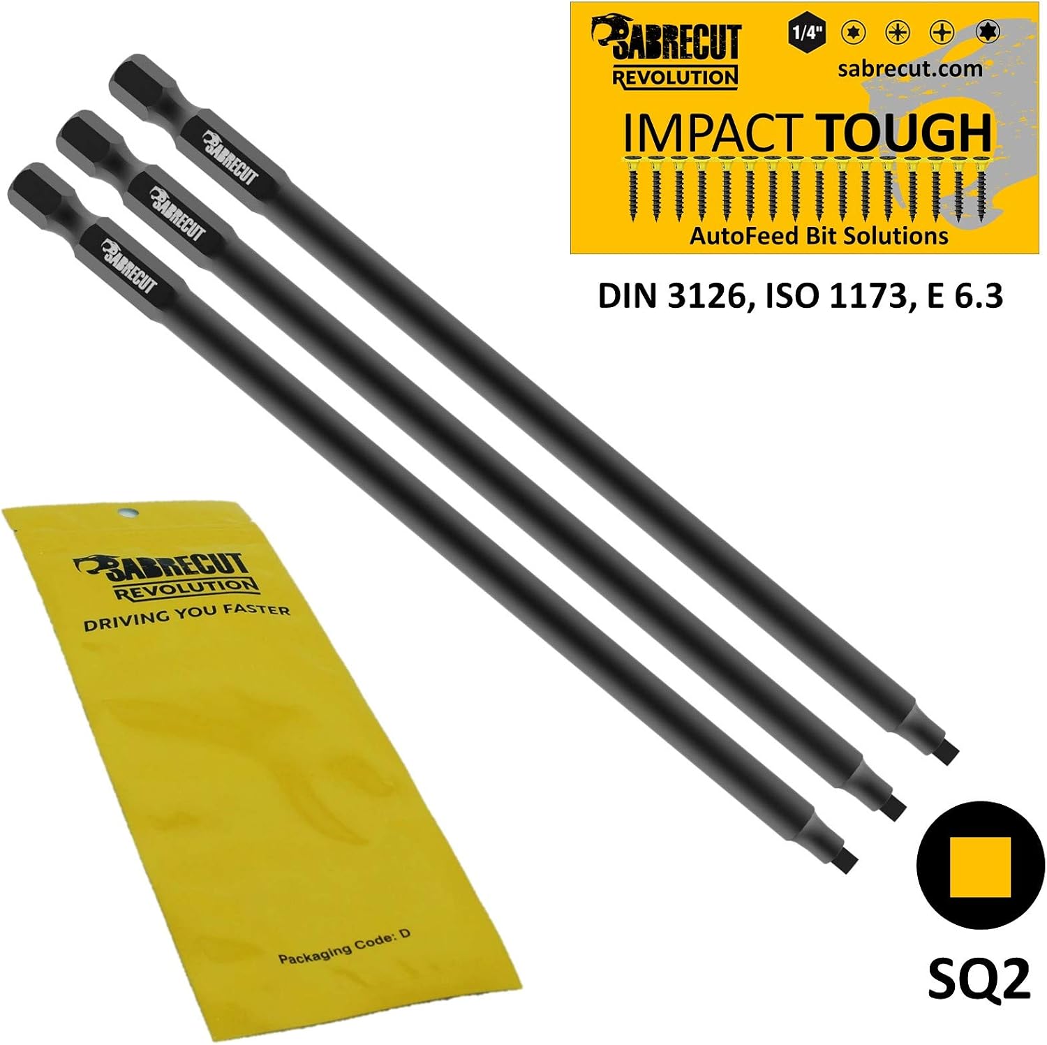 3 x SabreCut SC177SQ2_3 177mm SQ2 Compatible with Makita DFR750 DFR750RME BFR750 6844 Autofeed Collated Drywall Screwdriver Gun Bit Single Ended Square Heavy Duty - Image 3