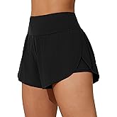 ATTRACO Women Swim Shorts Side Split Swim Trunk 2 in 1 Board Shorts with Pockets Swim Bottom