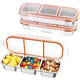 Bandesun Stainless Steel Snack Containers for Kids & Adults, 3 Pack Leek Proof Metal Bento Lunch Box with with lids, Lunchable Containers for Travel, School, Home - Stackable Bento Snack Box