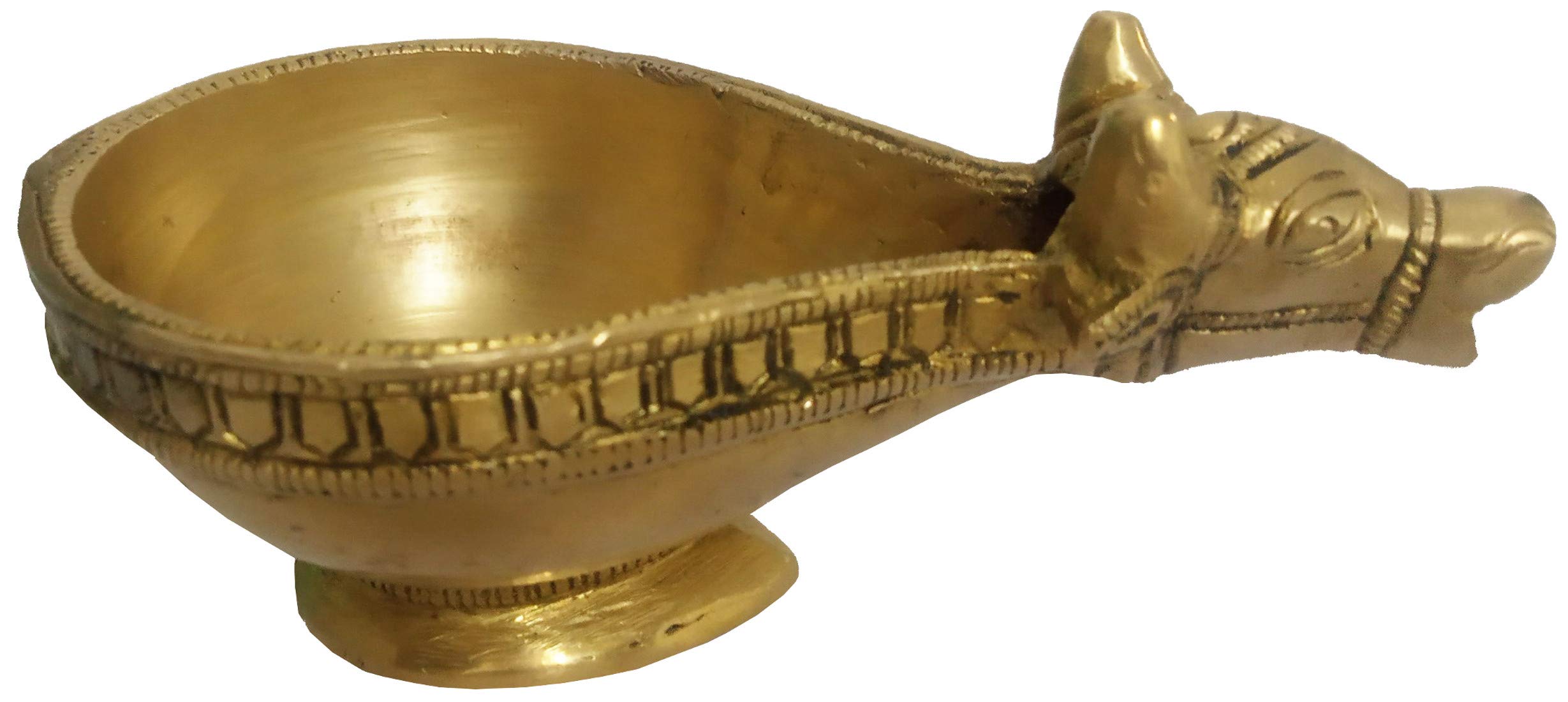 Purpledip Brass Nandi Diya Deepak Oil Lamp: Can Also Be Used As Kamandal, Holy Water Holder, for Puja (12171)