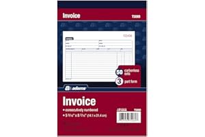 Adams Invoice Book, 5.56 x 8.44-Inch, 3-Part, White/Canary/Pink, 50 Sets per Book (T5080)