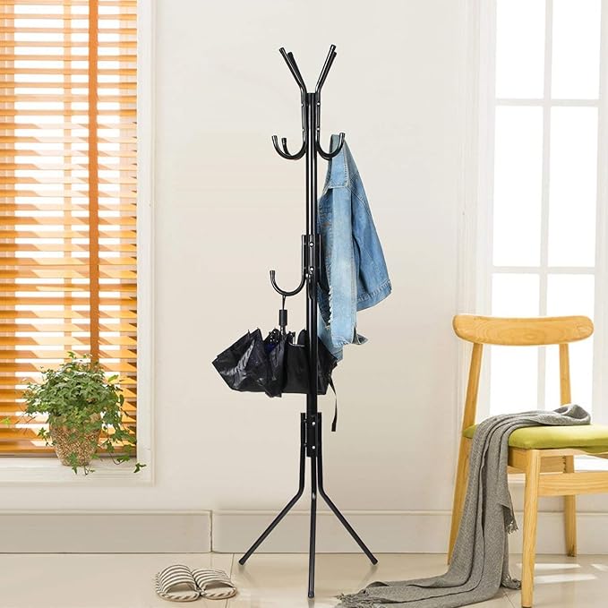 Lukzer 6 Hook Coat Hanger Clothes Stand Hanging Pole Wrought Iron Rack