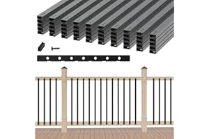 Belinova 50 Pack 32.25" Hollow Aluminum Deck Balusters with Screws, Metal Balusters for Deck Railing Rectangular Spindles for Outdoor Porch Balusters, Matte Black, Includes Installation Spacing Guide