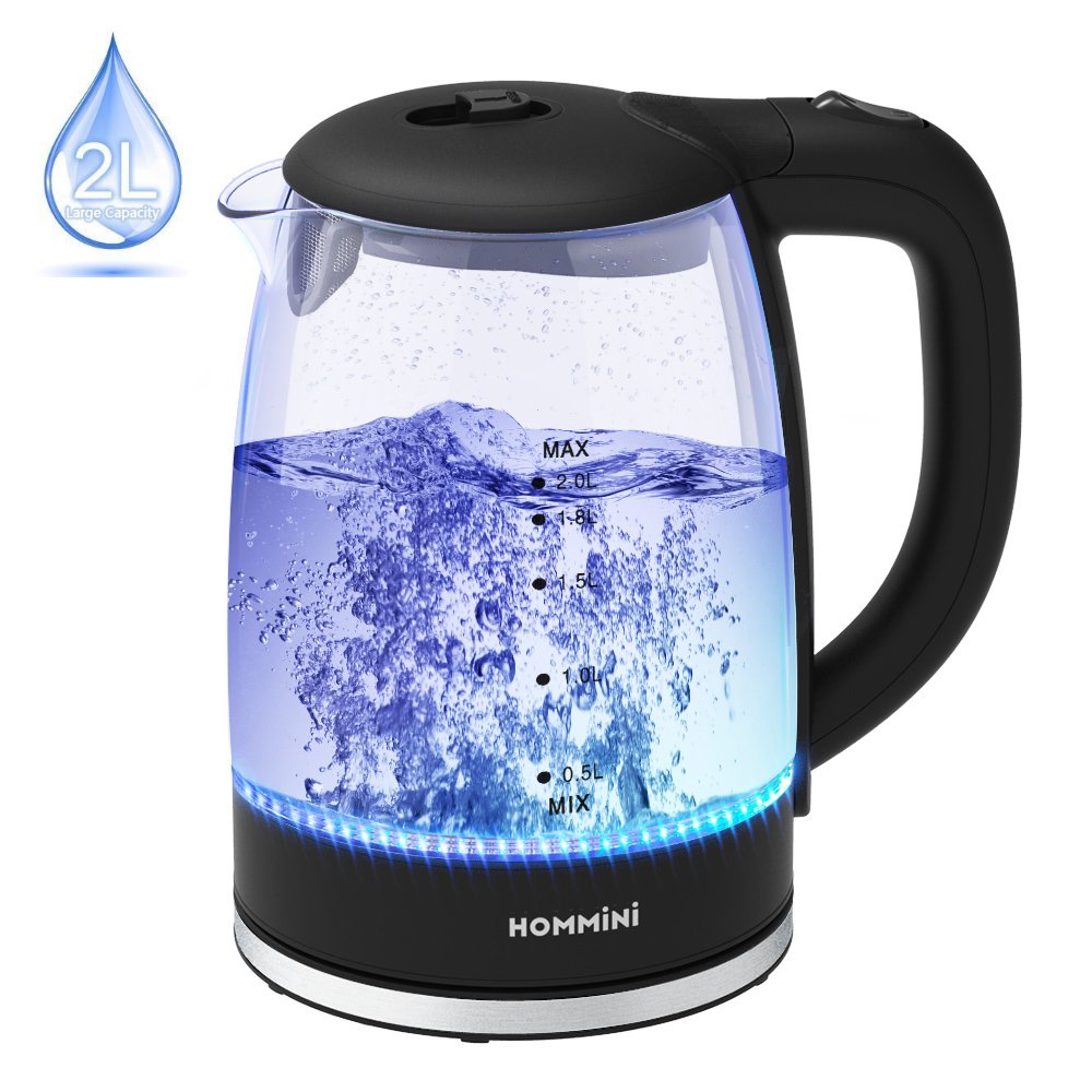 Amazon.de: HOMMINI Glas Wasserkocher, 2 Liter Wasserkocher mit LED
