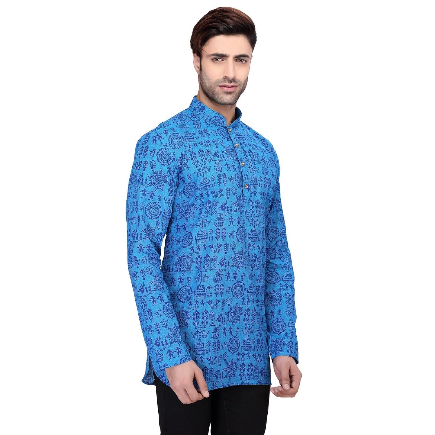 rg designers men's full sleeve short kurta d6578bluewarli &hellip;