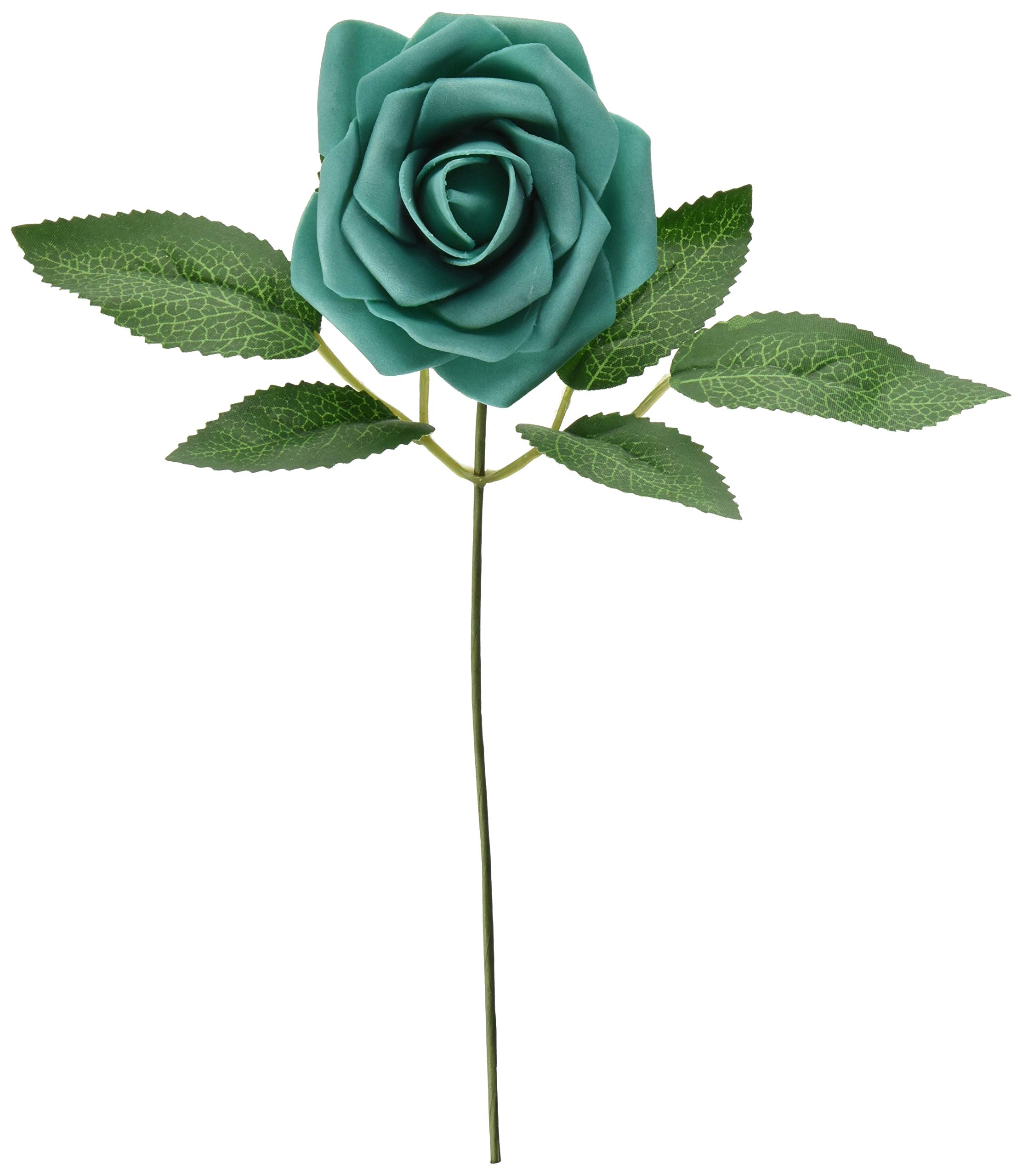 Wrapables Rose, Real Touch DIY Wedding Bouquets and Centerpieces, Teal Artificial Flowers