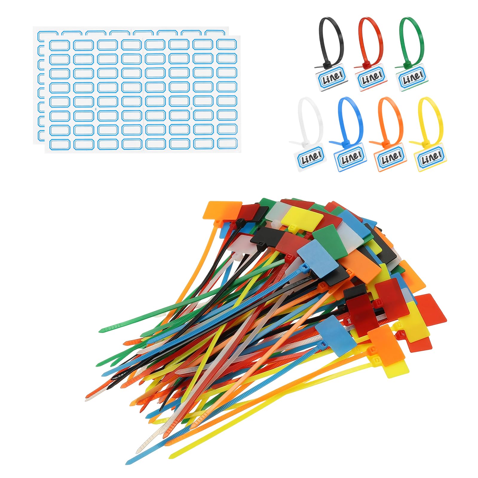 Photo 1 of PATIKIL 6inch Zip Ties, 100pcs Cable Ties Tags Nylon Wire Marking Label Self Locking Plastic Straps Write on with Label Tags Paper for Organization Cord Network Ethernet Marking, 7 Color