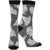 WHD Owl Crew Socks for Women & Men | Bird Watcher Gift, Fun Animal Socks
