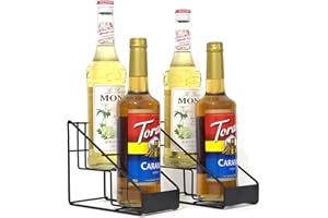 XG Glitter Coffee Syrup Stand ，compatible with 4 bottles 750ml of Torani and Monin syrup rack，Sturdy & Space-Saving，Coffee Station Organizer for Bar, Home kitchen, Office