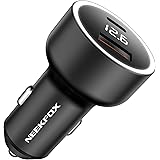 USB C Car Charger, NEEKFOX Dual Ports PD 3.0 Car Charger, 27W Metal Fast Charger with LED Voltage Display, Cigarette Lighter 