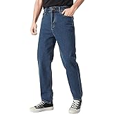 WIYYAPO Men's Classic Straight Stretch Jean Relaxed Fit Comfort Flex Waist Jeans Breathable Denim Pants