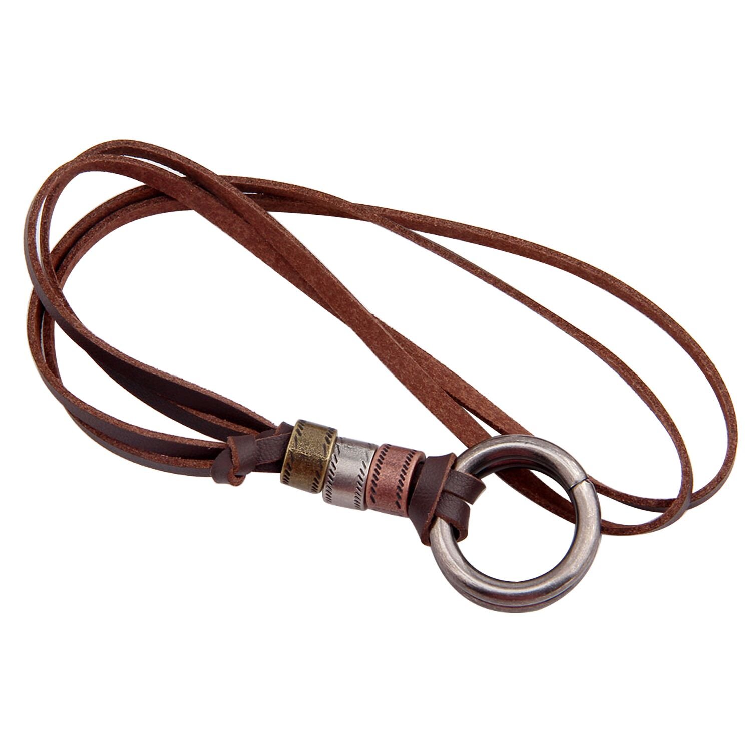 ENSIANTH Eyeglass Holder Necklace O Ring Adjustable Leather Strap Necklace (A)