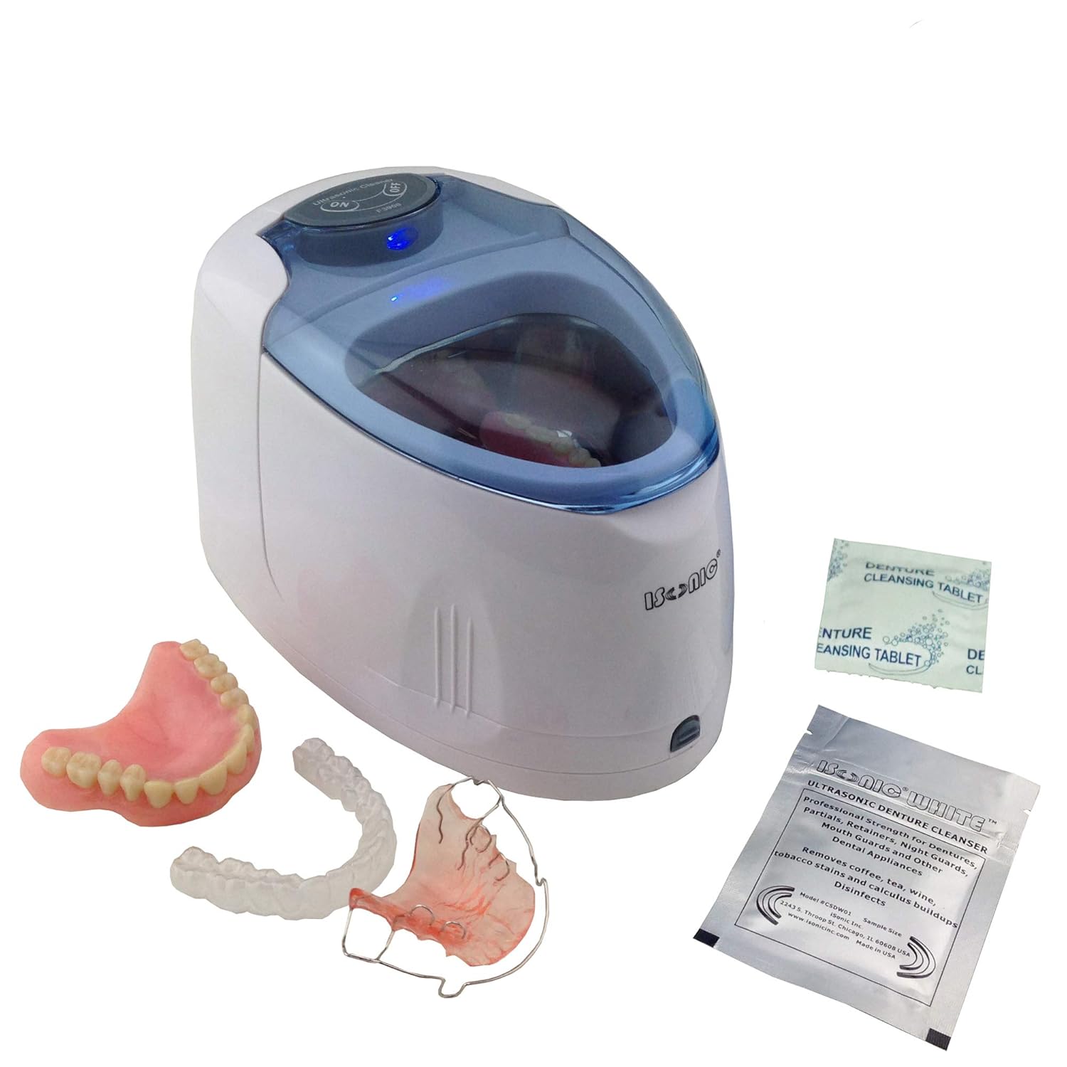 iSonic F3900 Ultrasonic Denture/Aligner/Retainer Cleaner, 100-120V (tank no longer removable), White: Industrial & Scientific