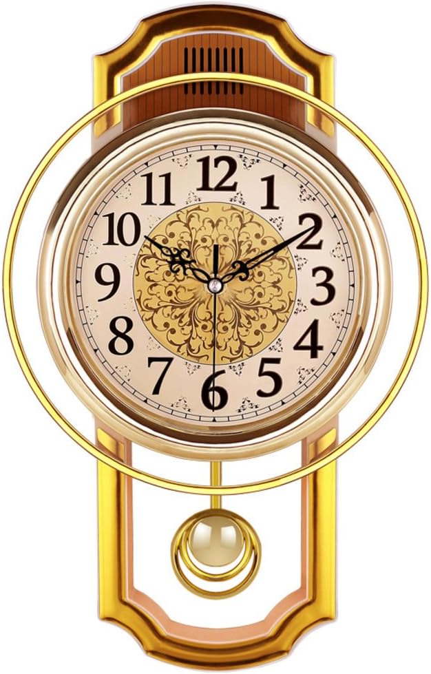 Retro Wall Swing Pendulum Clock, Living Room Vintage Silent