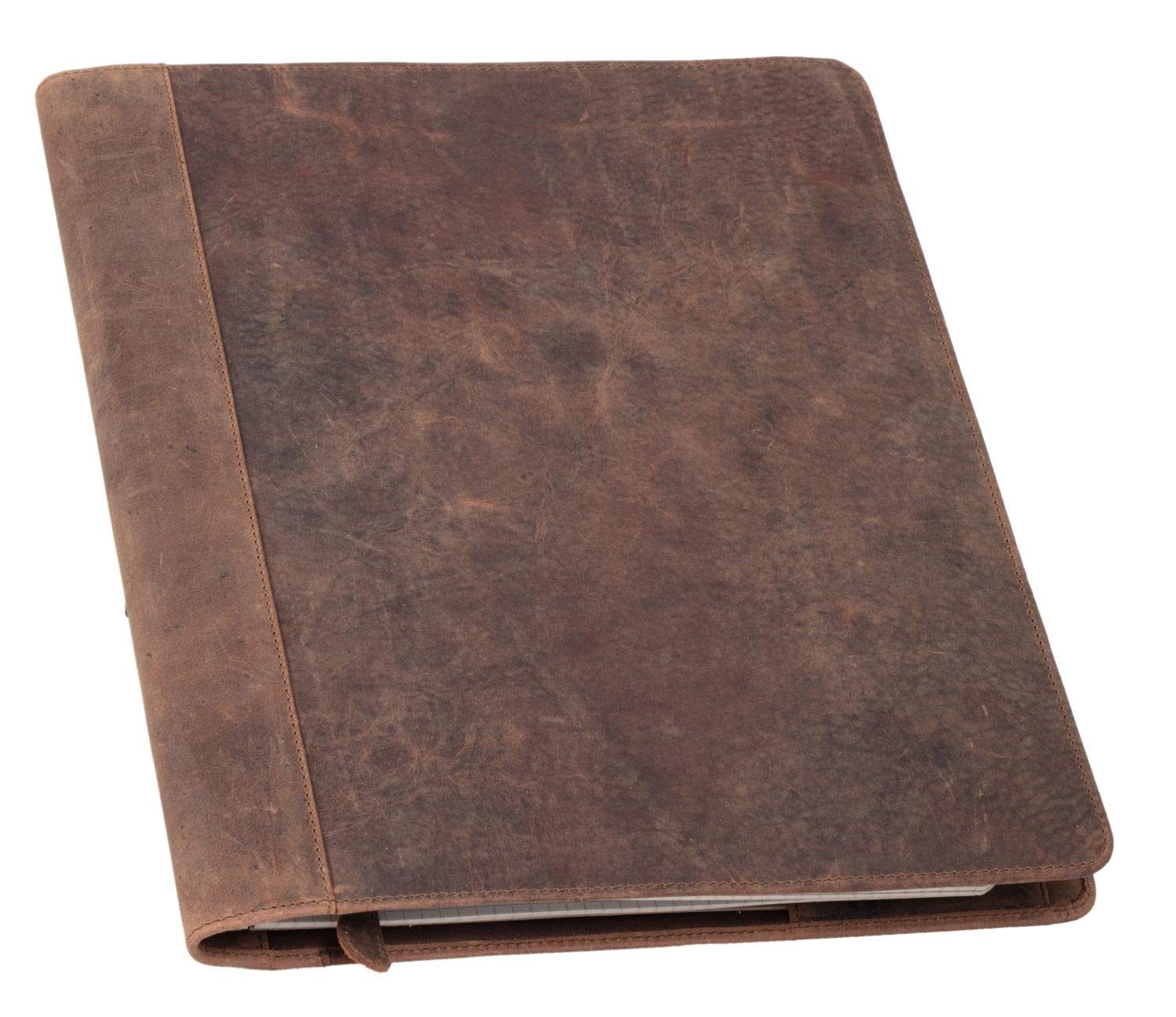 Pride and Soul 30124 - Leather Cover DIN A5 Perkins, Leather Cover for Notebook, Book Cover Made of Real Leather, Book Cover in Brown, Cover with Bookmark, 8 Business Card Slots and Pen Loop