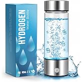 Hydrogen Water Bottle Generator, Up to 4000 PPB in 3 Mins with SPE PEM Tech, 16oz Portable Glass Hydrogen Water Maker for Travel, Office &amp; Fitness, Leak-Proof Health Gift, Silver