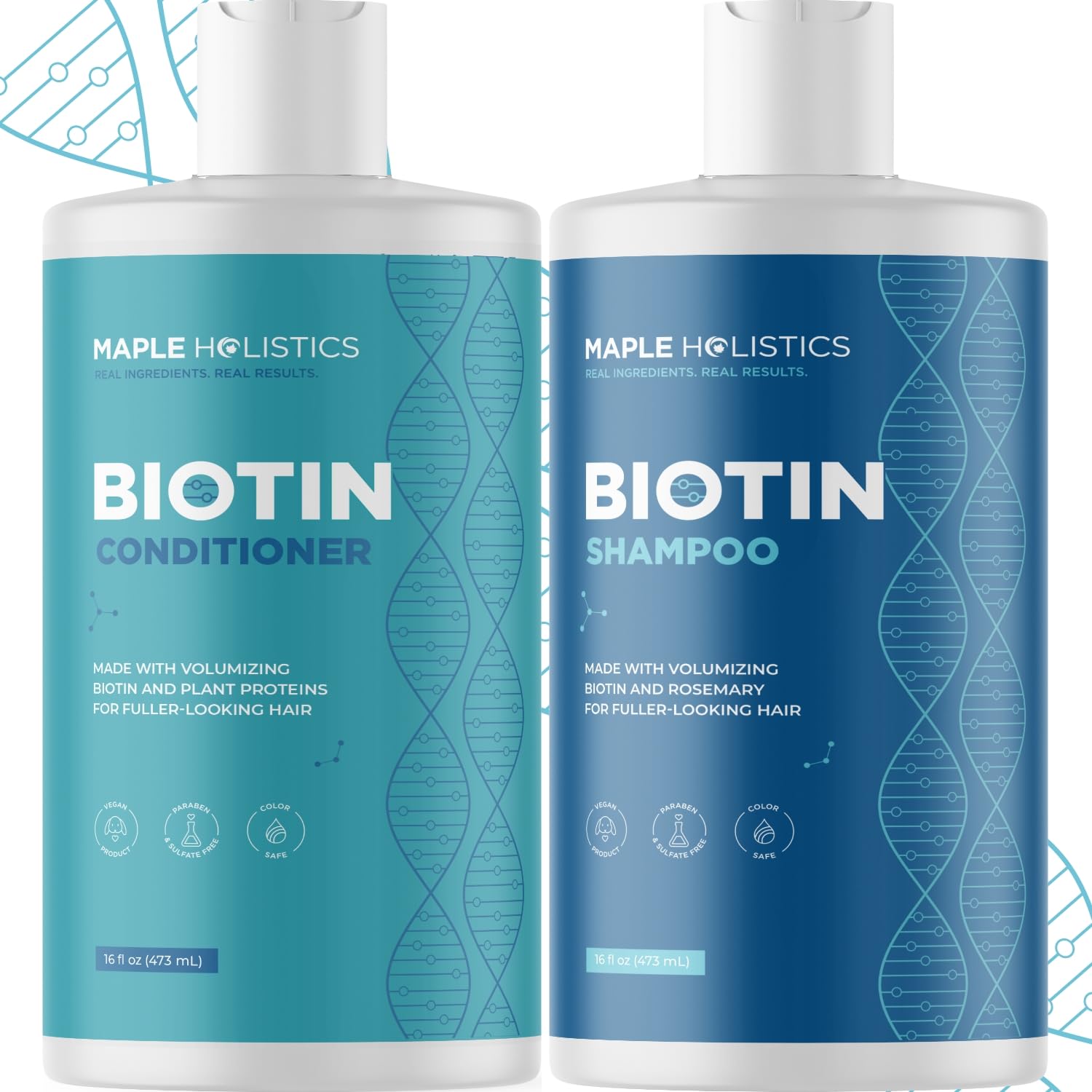 Rosemary Biotin Shampoo and Conditioner Set - Volumizing Shampoo and Conditioner for Thinning Hair for Women & Men with Nourishing B Vitamins - Color Safe Sulfate Paraben & Silicone Free (16 Fl Oz)