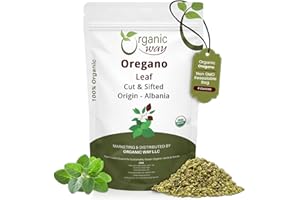 Organic Way Dried Oregano Leaf Cut & Sifted (Origanum vulgare) - European Wild-Harvest | Organic & Kosher Certified | Vegan, Non GMO & Gluten Free | USDA Certified | Origin - Albania (4 Oz)