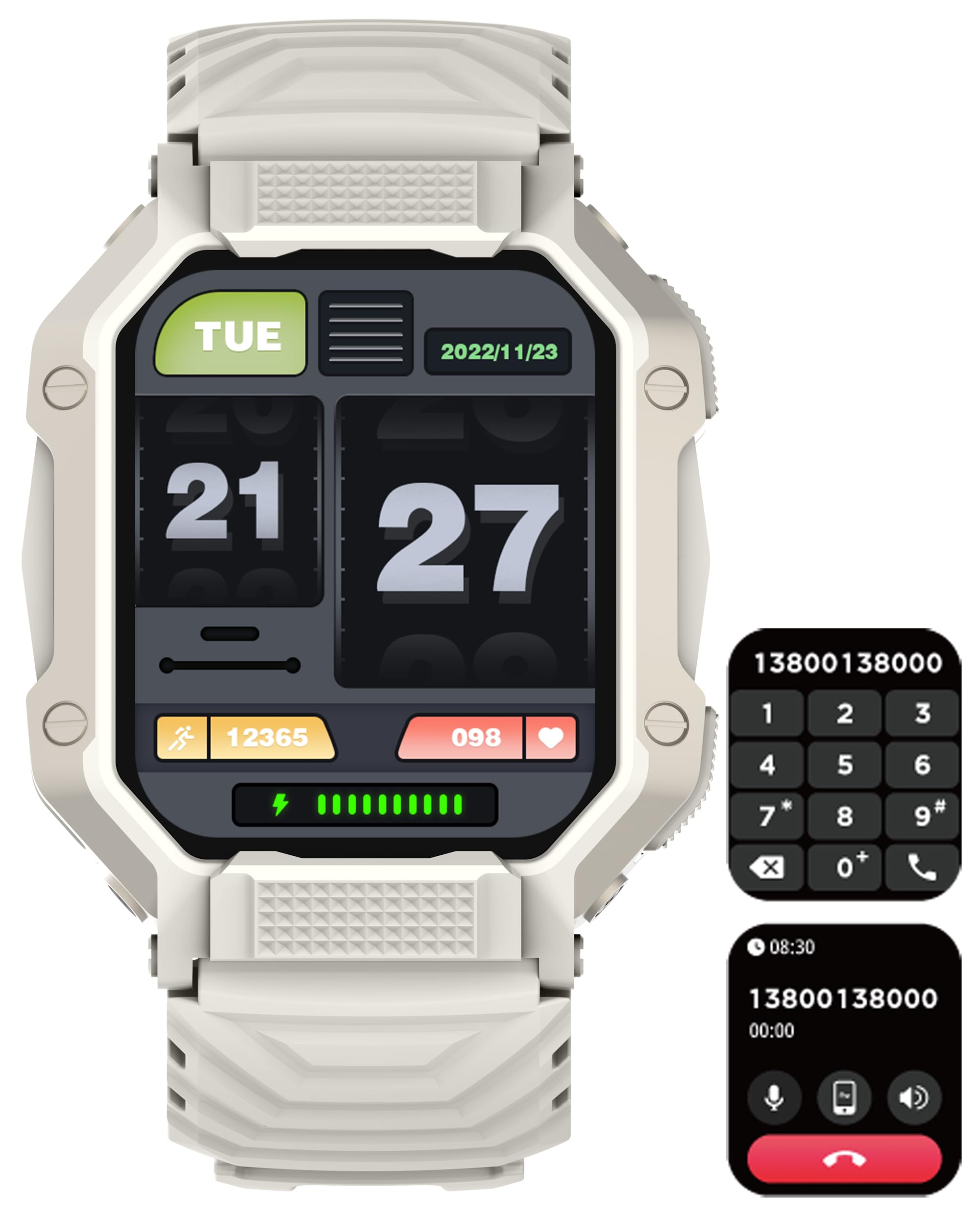 findtime Military Smart Watch Make/Receive Calls 24/7 Heart Rate Blood Oxygen Monitor 1.83" HD Screen Smartwatch Compatible with iPhone Android Phones Tactical Pedometer Sports Modes