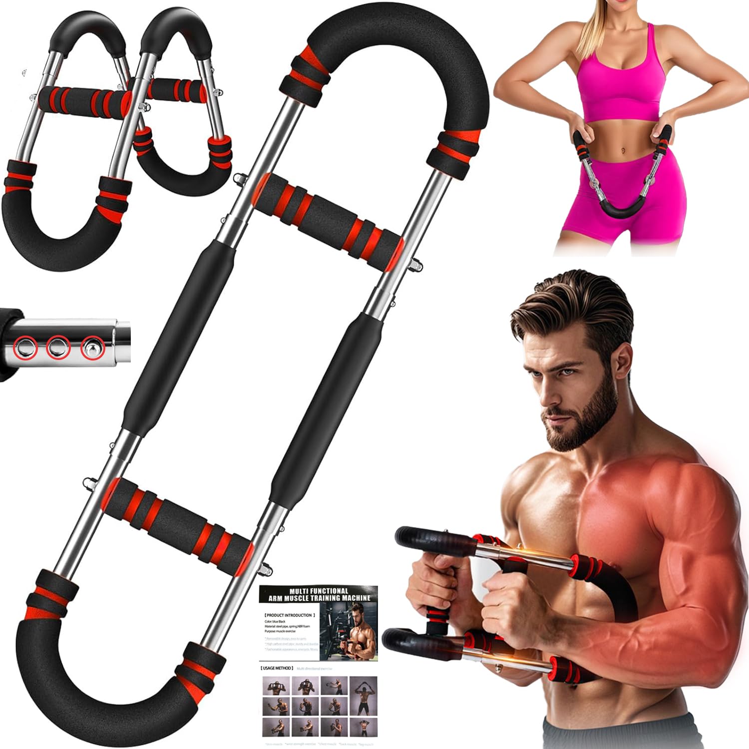 Photo 1 of HELISAN Twister Arm Trainer, 60-110lb Adjustable Chest Workout Equipment - Arm Trainer for Men - Portable Chest Trainer, Shoulders & Forearms Muscle Training Exercise Equipment for Men Women