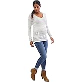 Motherhood Maternity Womens Long Sleeve V-Neck Side Ruched Tee Shirt