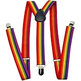 EKDJKK Rainbow Suspenders, Adjustable Elastic Y-Back Style Suspenders with Strong Metal Clips for Men and Women