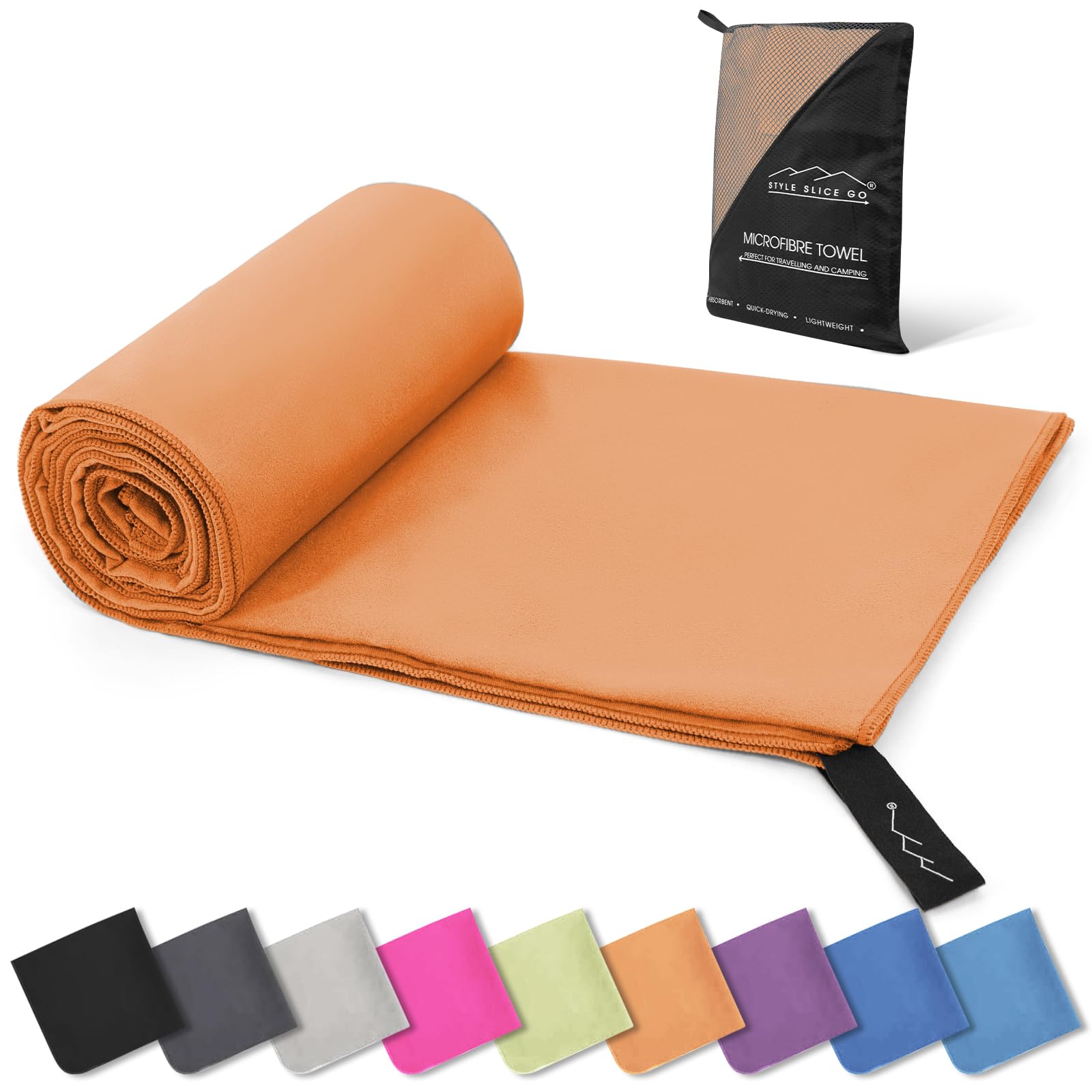 Style Slice Microfibre Towel Quick Dry Lightweight Absorbent Travel Towel Sports Beach Gym Swimming Camping Hiking Small Medium Large XL XXL 200 by 100cm (Orange, MEDIUM 100cm x 50cm) — image 1