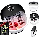 Collapsible Foot Spa Bath Massager with Heat Bubbles and Vibration Massage and Jets, 16oz Tea Tree Oil Foot Soak Epsom Salt, WHALSTAR Foot Bath Bucket With Red Light & Remote