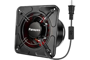 Fanspex 8" Exhaust Fan for Kitchen, Wall Mount Household Ventilation Fans for Workshop Attic Garage Greenhouse Barn, 45W Low Consumption, High Velocity 1020 m³/h Air-volume