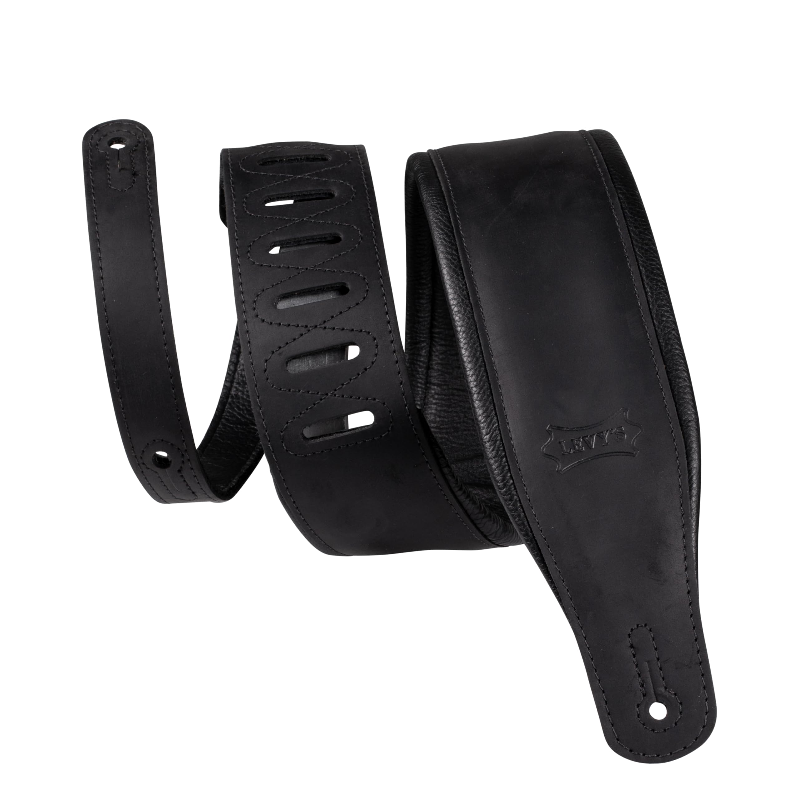 Levy's Leathers PM32BH-BLK Unisex-Adult Guitar Strap, Black, One Size