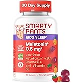 SmartyPants Kids Sleep Gummies Supplement with Melatonin 0.5mg: Chamomile & Vitamin D3, Sleep Aid, Strawberry Mango Flavor, 60 Count