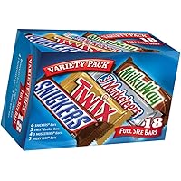 SNICKERS, TWIX, 3 MUSKETEERS & MILKY WAY Full Size Chocolate Candy Bars Variety Mix, 33.31-Ounce 18 ct Box - 1 Pack