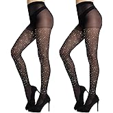 MANZI Rhinestone Sheer Tights Sparkle Shimmer Pantyhose
