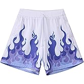 DIOTSR Mens Flame Graphic Basketball Shorts Cool Retro Running Athletic Shorts Drawstring Waist Casual Track Shorts