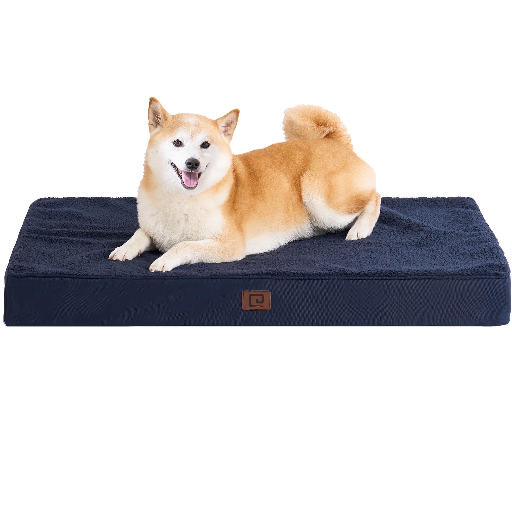 EHEYCIGA Orthopedic Dog Beds Large Mattress with Removable Washable Cover for Crate, Navy, 91x68x9cm